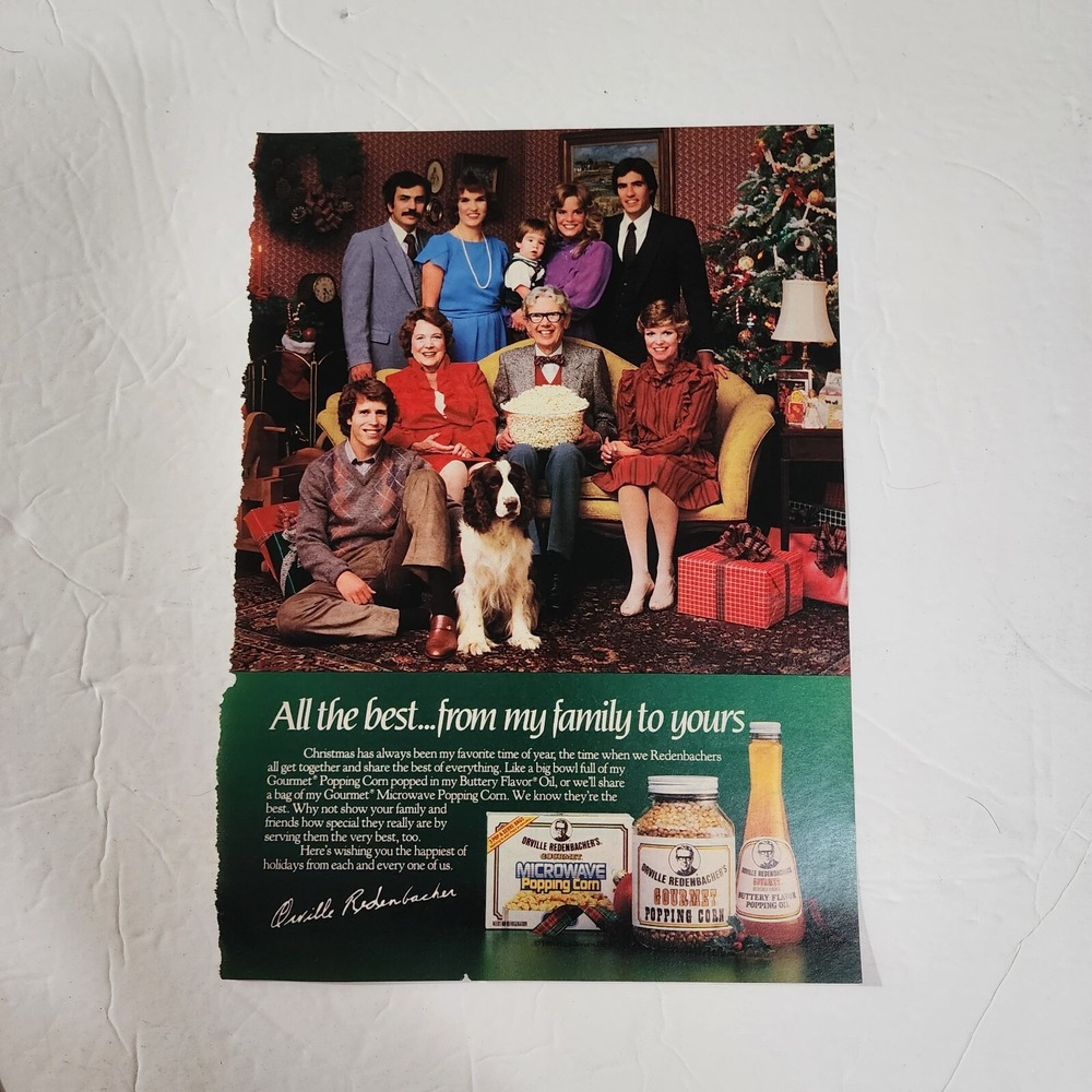 Vintage 1984 Orville Redenbacher Popcorn Christmas Print Ad Family Clipping 8x11